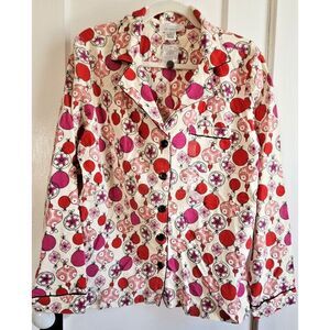 NWT Intimate ESSENTIALS Pajamas long sleeve‎ button down top 100% cotton Sz L